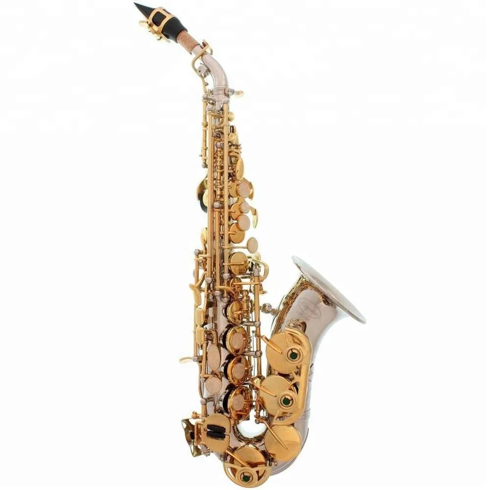 
Nickel Silver Body and Gold Keys Bb Saxophone Soprano 