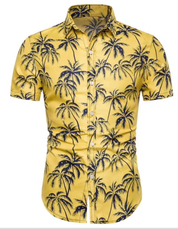 Wholesale Hawaiian High Quality Summer Beach Wear Short Sleeve Men Flower Shirt Men
