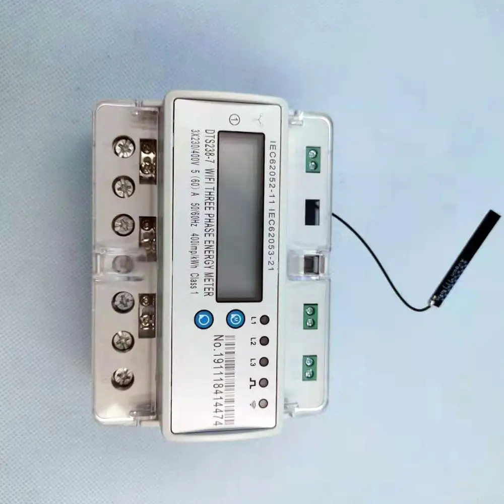 din rail mounting  App ON/OFF Control  three phase smart energy meter wifi with 380V 5(60)A