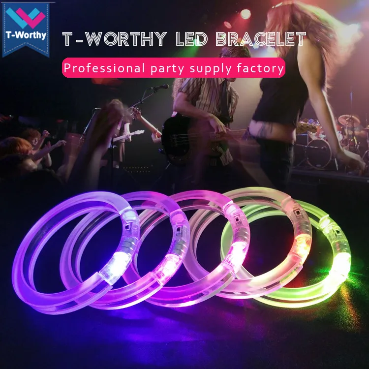 T-Worthy Promotional Gifts Laser Engrave LED acrylic Lighting Bracelet for Music Concert