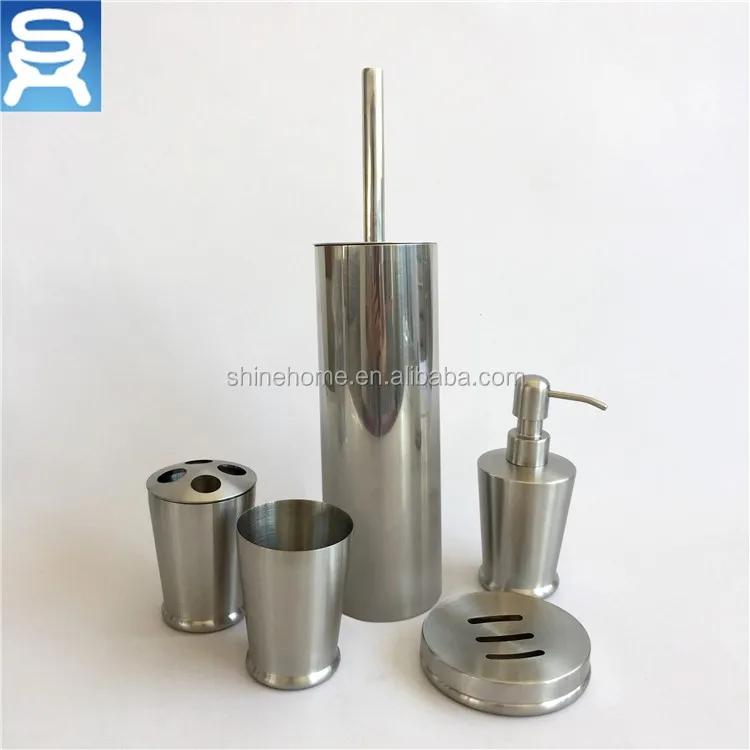 Stainless Steel hotel/home Bathroom Accessory set simply design towel rack soap dish soap dispenser brush holder
