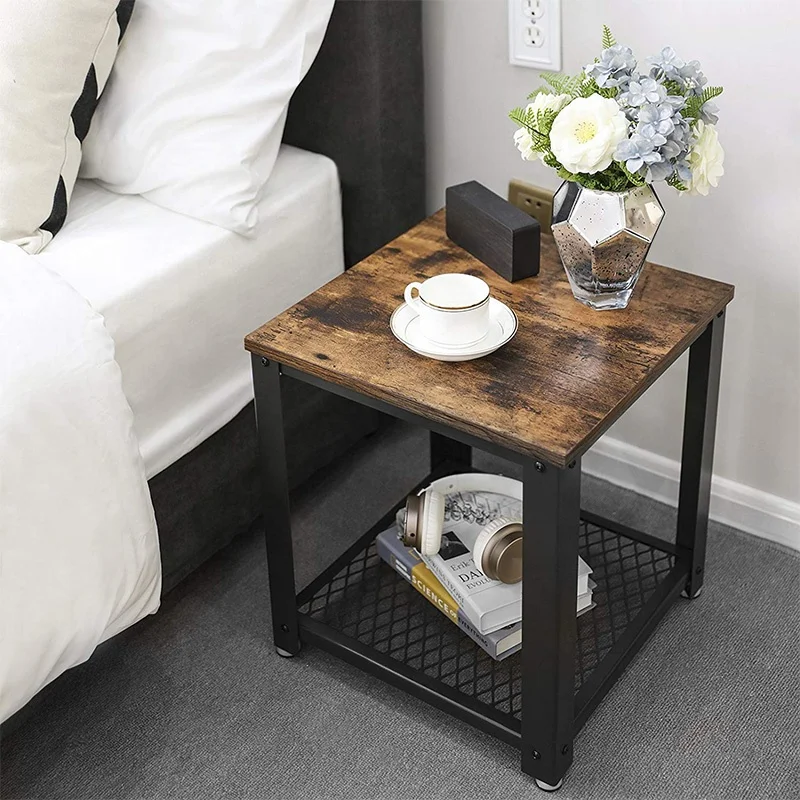 Wholesale Furniture Manufacturers Dark Bedside Small Corner End Table Small Metal Side Table