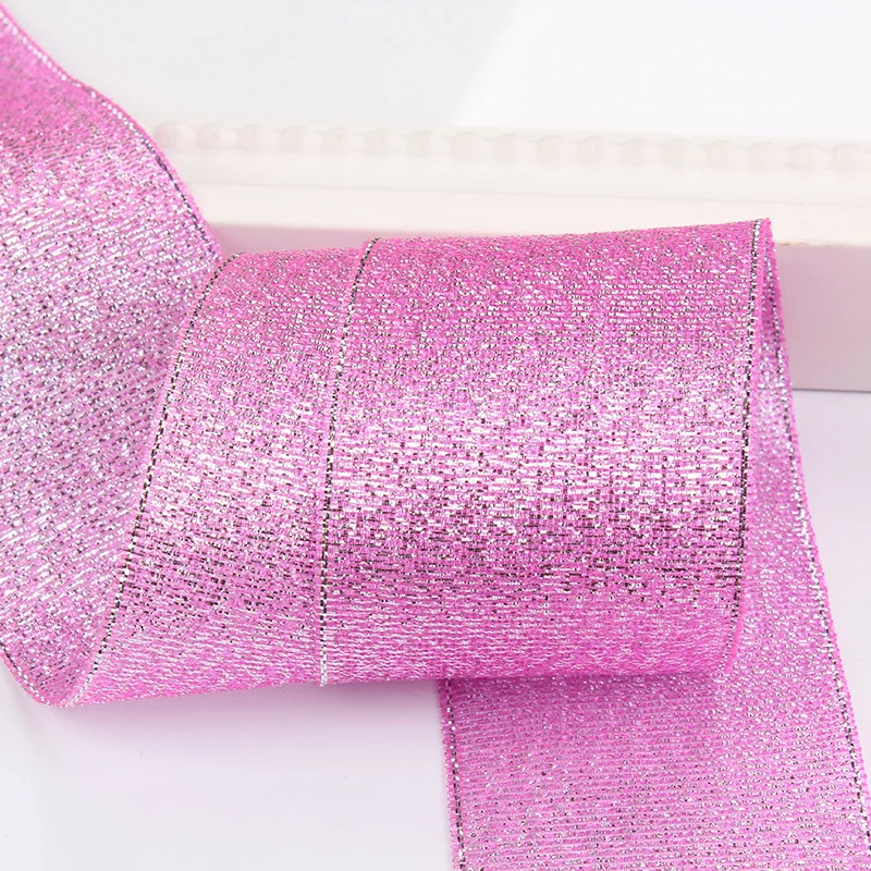 Wholesale christmas ,candy ,gift packing ribbon ,  1.5 inch colors glitter metallic ribbon