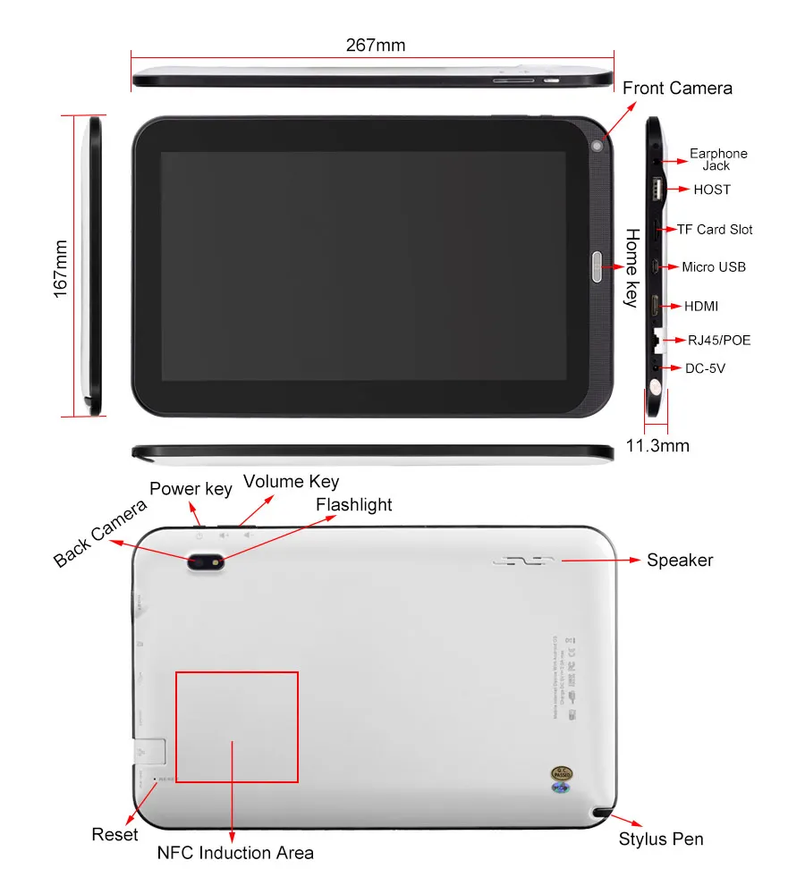 10.1 inch NFC 2.0+5.0 MP tablet pc 10 inch POE RJ45 large usb port tablet pc 6000mAh large battery NFC