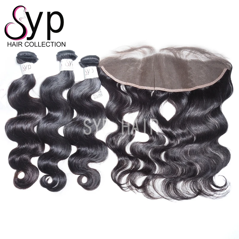 Полная ткань Hd кружева фронтальной с пучки волос с детскими объемная волна утка волос