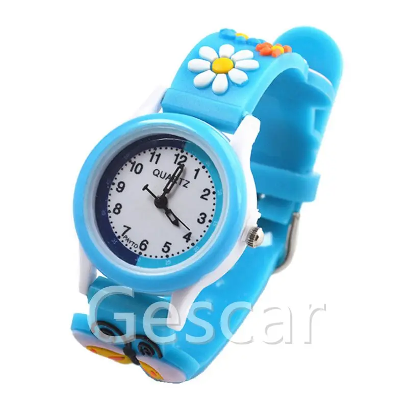 
cheap wholesale watches multi colors flower strap plastic children quartz movement watch silicone watch for kids 