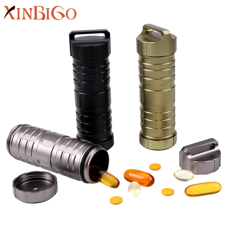 New CNC Aluminum Alloy Metal Outdoor Camping EDC Survival Sealed Waterproof Pill Bottle