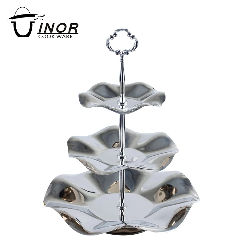 luxury wedding cake display plate stainless steel dessert tray for wholesale