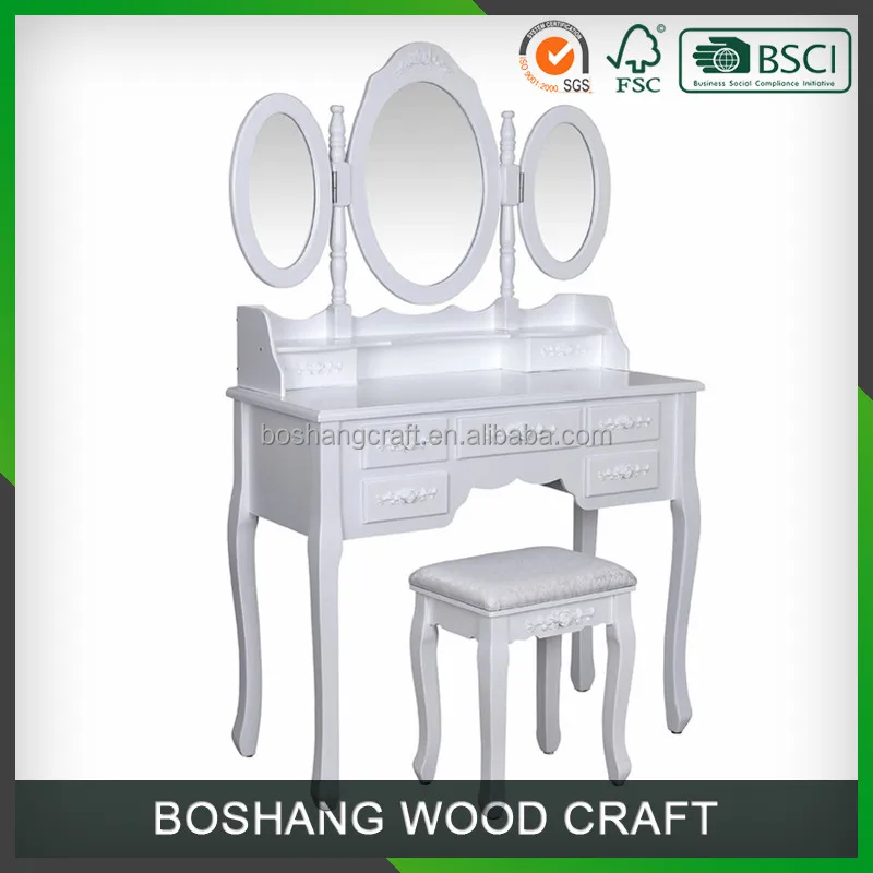 Cheap Vanity Modern Girl White Wood Simple Dressing Table with Drawer