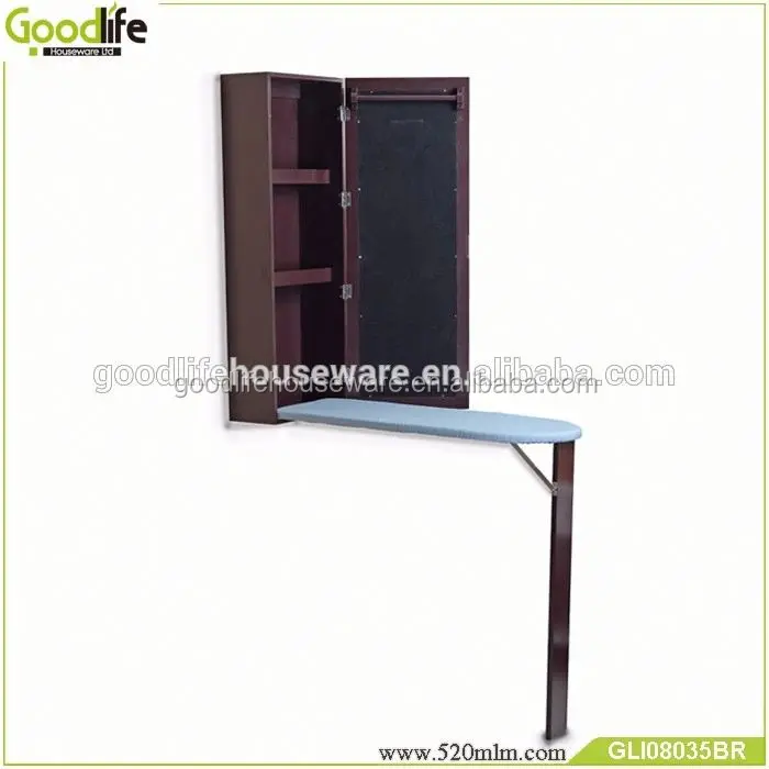 hot selling wall mounted folding ironing board cabinet with vanity mirror