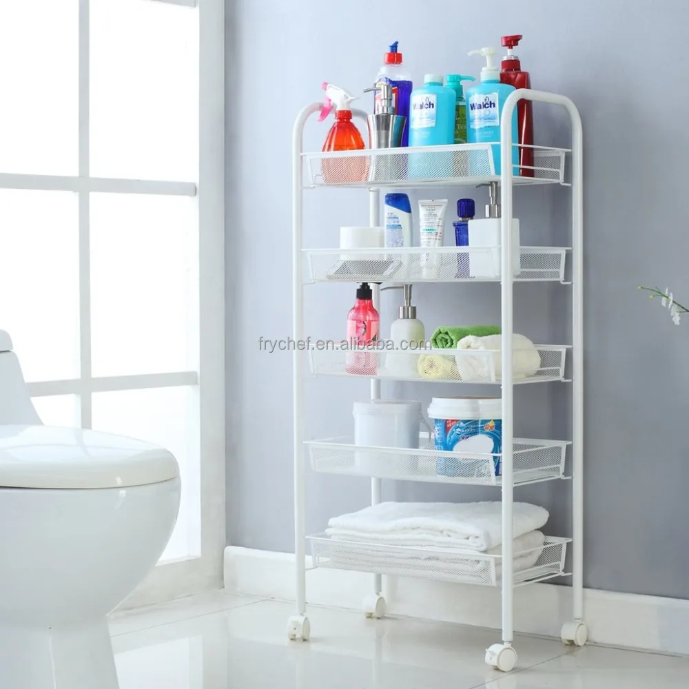 Metal bathroom storage shelf Bathroom corner shower towel organizer rack space-saver rolling shelves rack