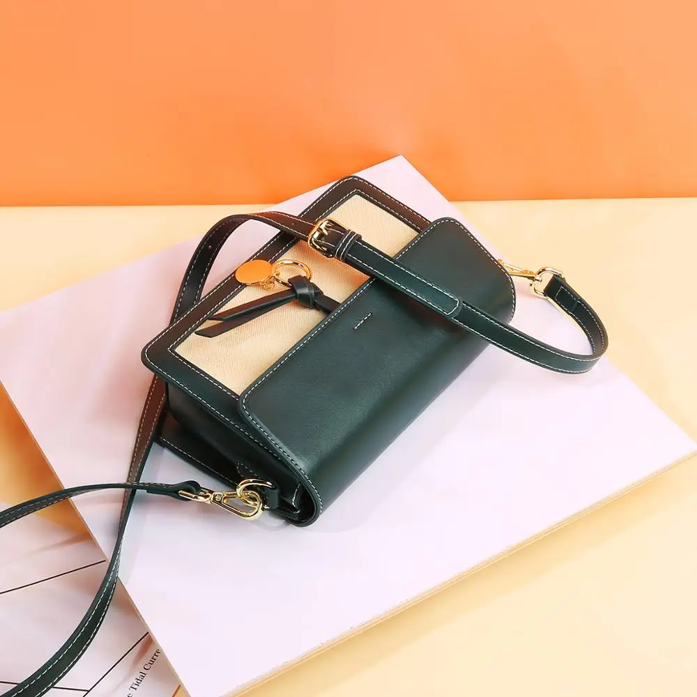 Hot sale wholesale durable fashion leather handbag ladies contrast color single shoulder bag