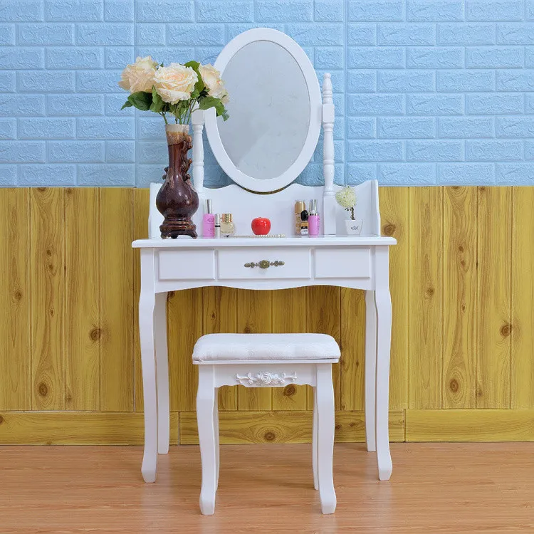 
D1722 white rotating mirror dressing table cabinet design corner dressing table 