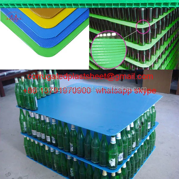 corrugated plastic separators for bottle pallet