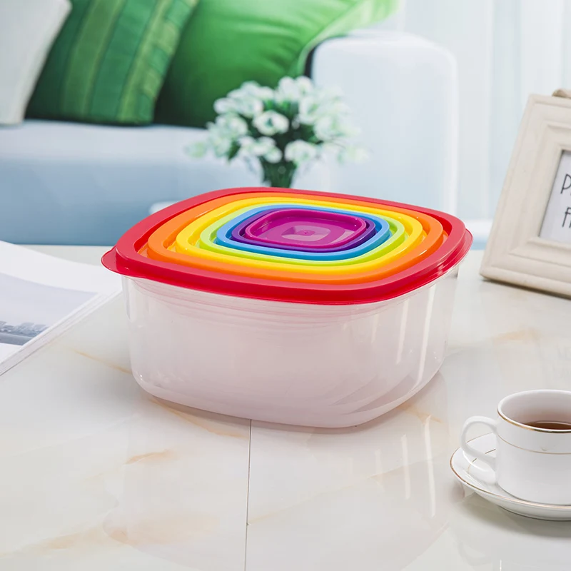 Different shape stackable nesting airtight rainbow plastic food container