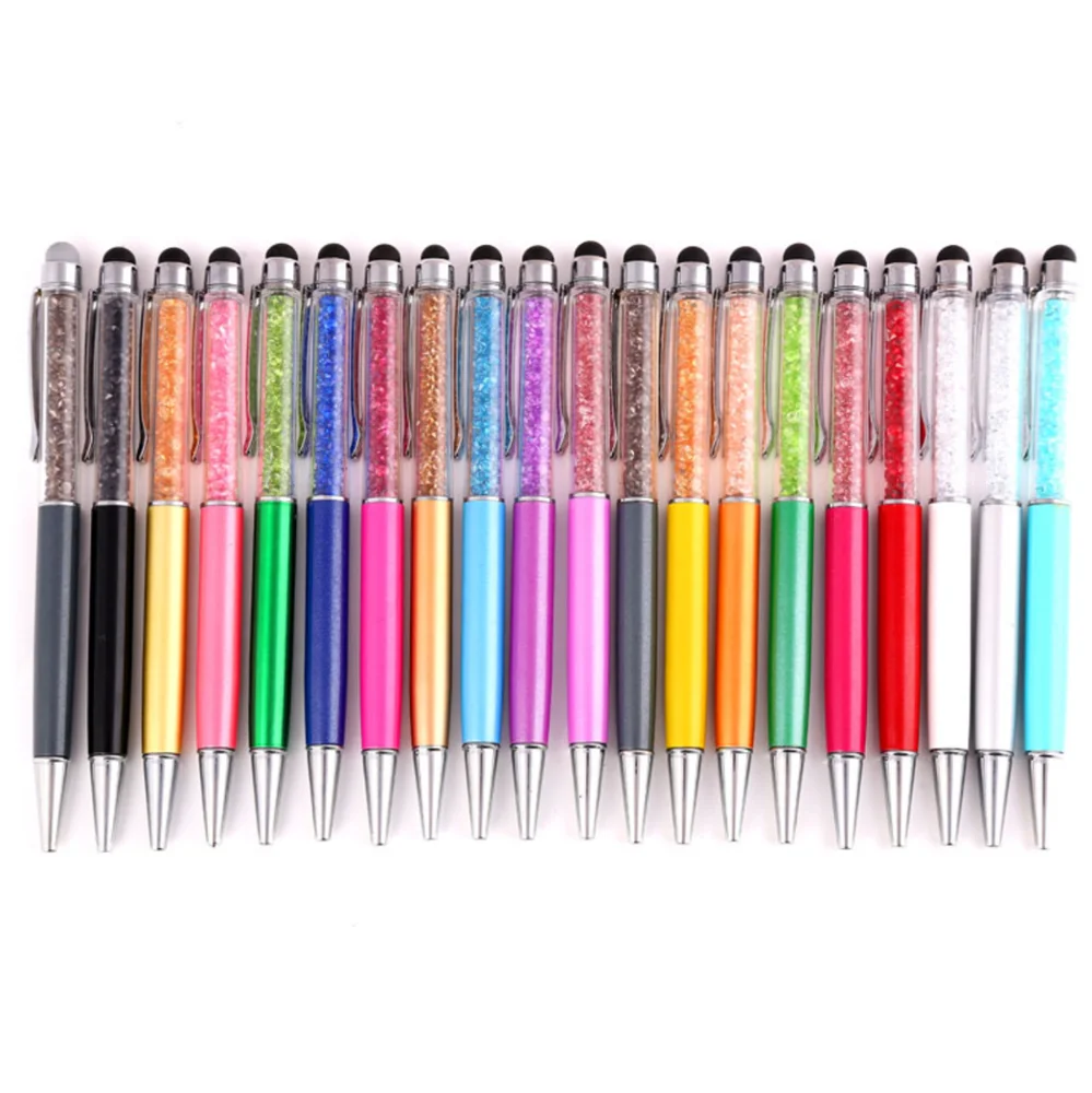 
2019 good quality colorful crystal pen rubber screen touch stylus pen promotion metal ball pen 