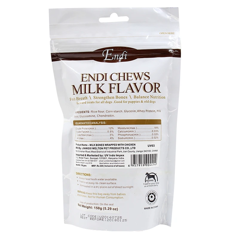 Молочный аромат, вязаный Уход за полостью рта, оптовая продажа костей для собак