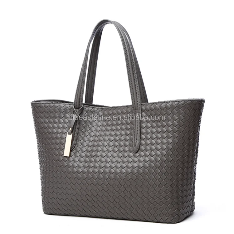 2017 new woven PU large shoulder bags simple fashion Women handbags