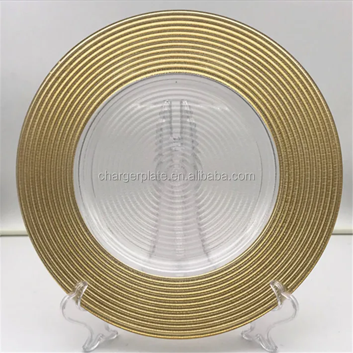Manufacturer Party Wedding Decoration Thread Design Glass Charger Plate