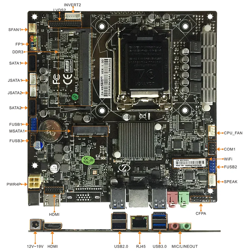 MINI ITX 170mm x Motherboard with 2 SATA 4 USB 3.0 support Vending Machines/ Wayfinding solution