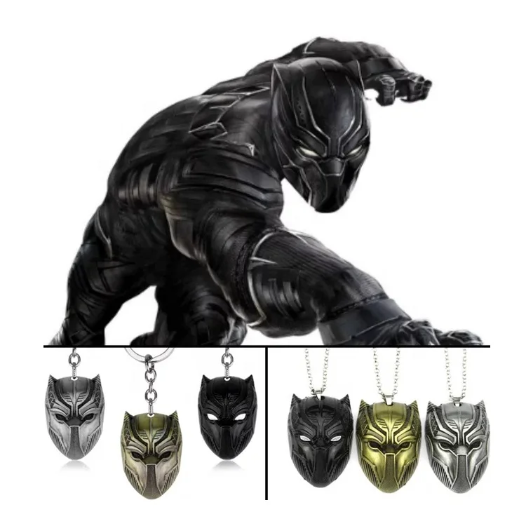 Wholesale Marvel Movie Souvenir Black Panther Mask Metal Keychain