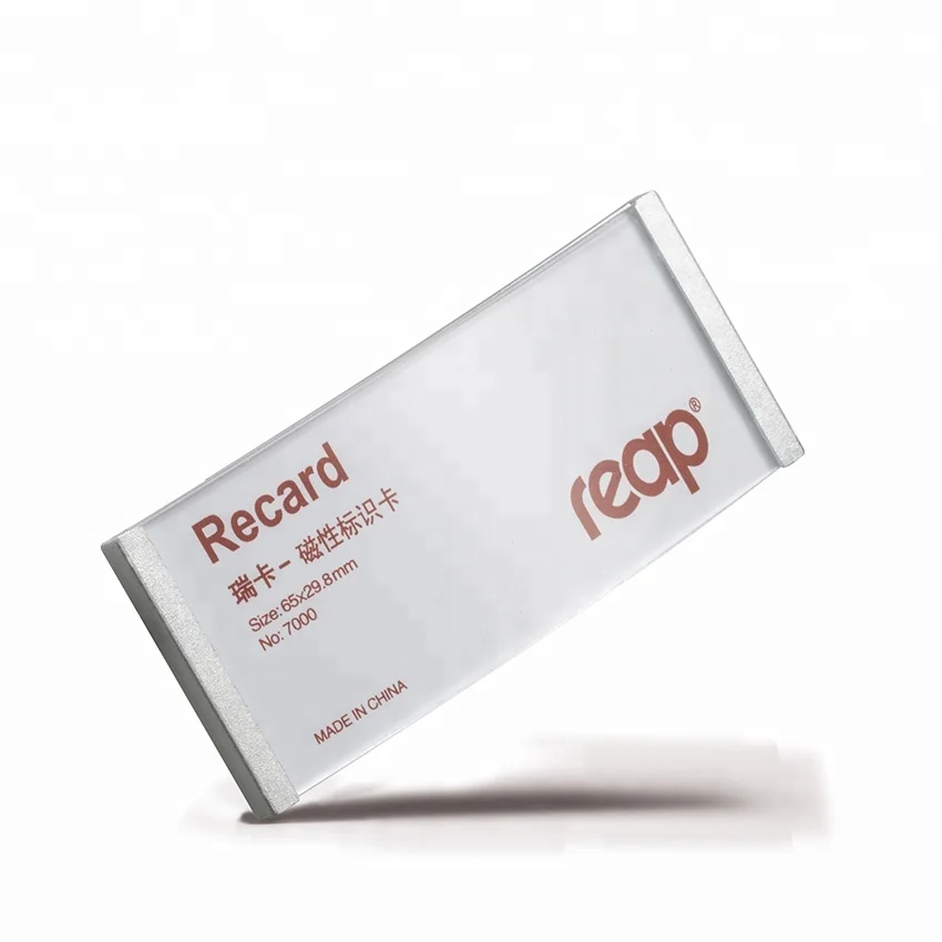 Reap square Reusable Name Tag Magnetic Badge 65x30mm in Metal Color