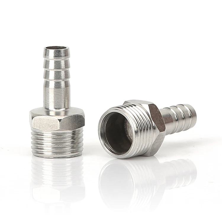 stainless steel 201 304 pipe fitting SUS male threads barb fitting water gas plumbing pipe extension barb fitting