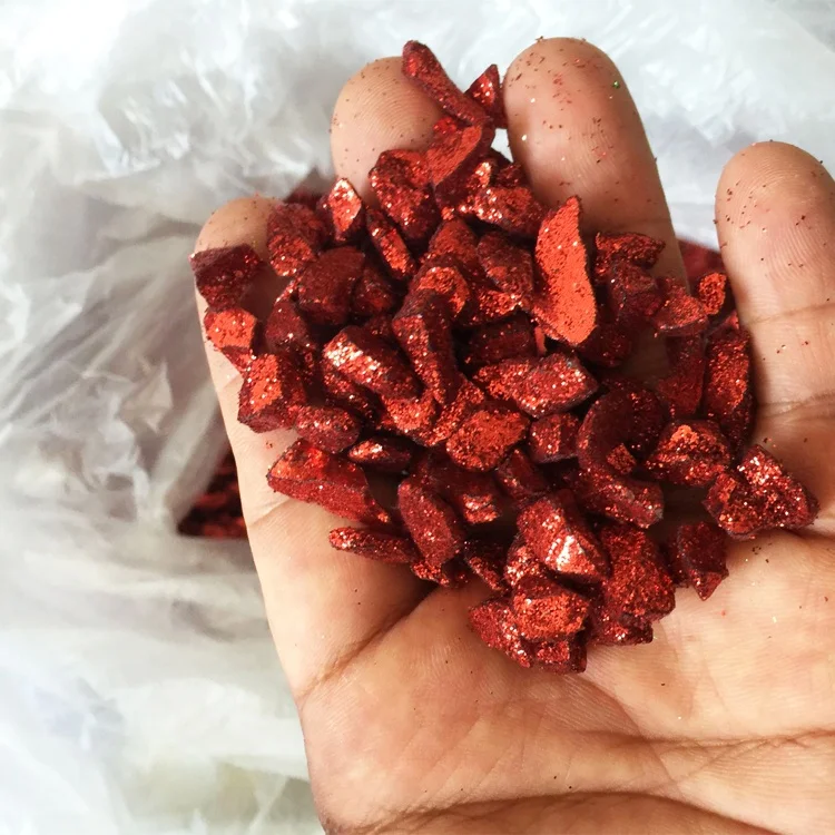 Direct from factory decorative colored crushed yellow glass chips