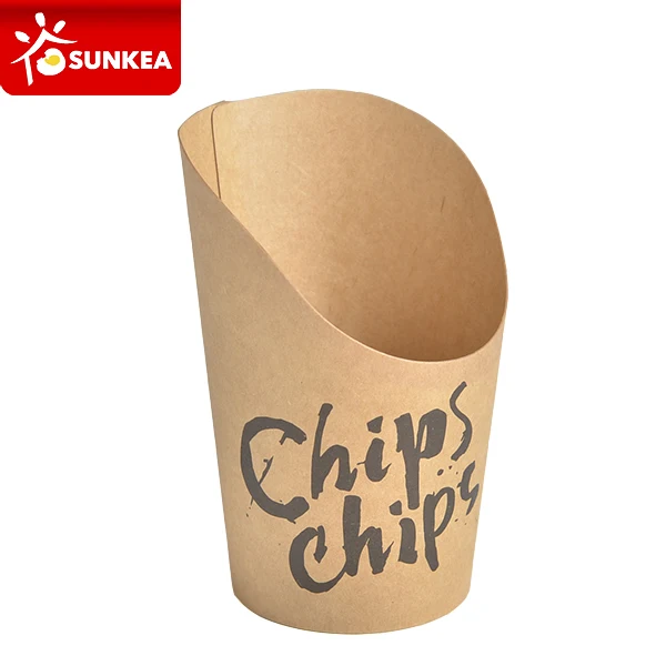 High-quality paper fry scoop cups, custom printed disposable hot chip scoop paper cups