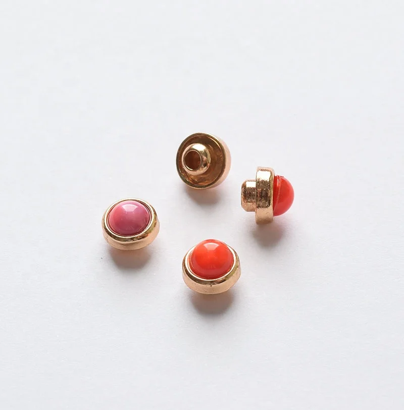 
Fashion Metal Shoes Decorative Rivets With Colorful Carnelian Or Pearl For Leather 