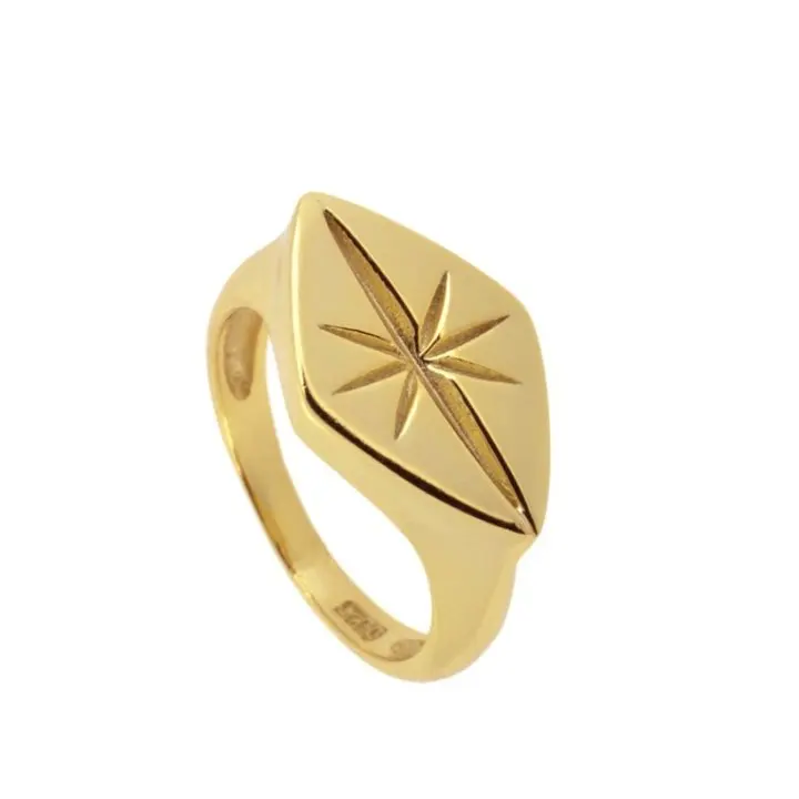 925 стерлингового серебра Starburst North Star Cz кольцо из розового компас ромб кольца для женщин подарок на день Святого Валентина ювелирные изделия