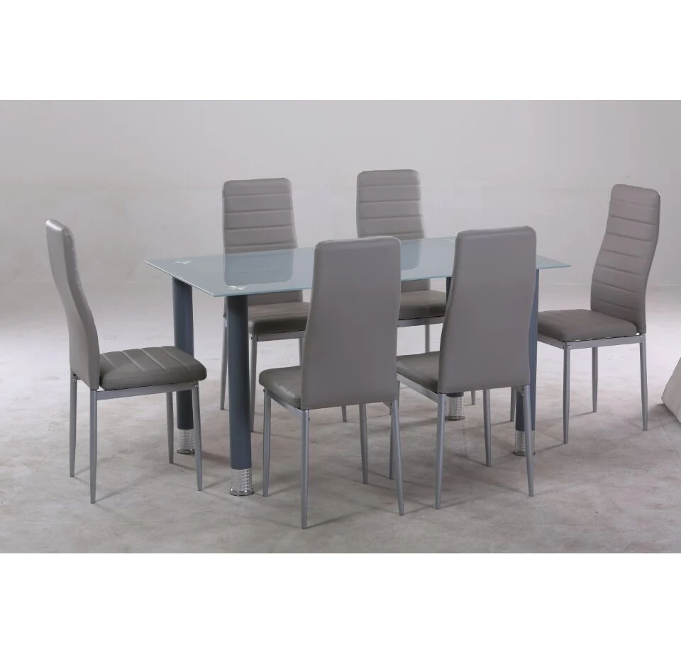 
Modern Furniture Glass Kitchen Dining Dinette Top Dining Set 6 Person 