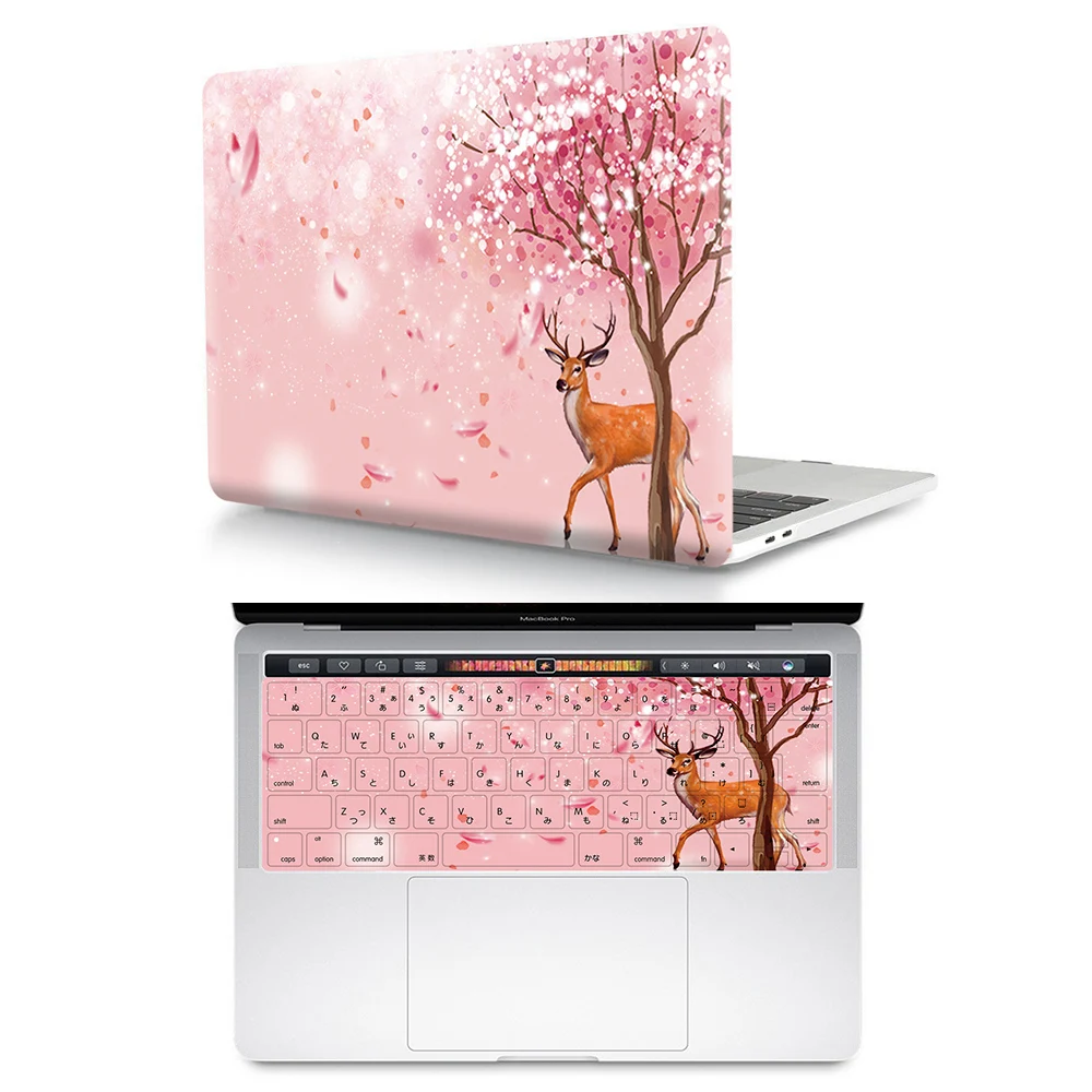 2 In 1 Cherry Blossom Plastic Case Custom Laptop Case pu and Silicone Keyboard Protector for Mac Pro Touch Bar A2179