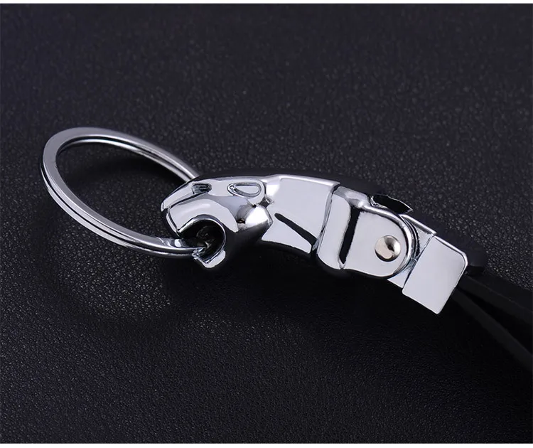 Wholesale Hotsell Panther Metal&Leather Keychain Creative Gift Keychain