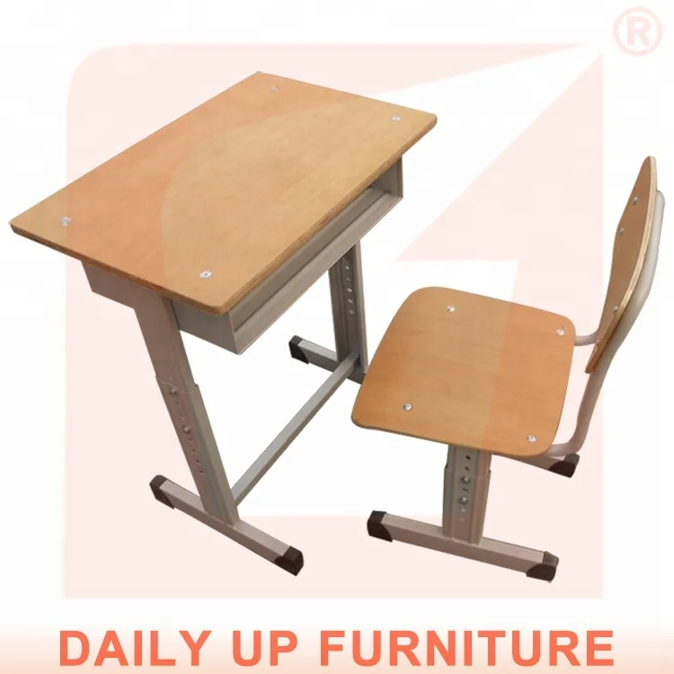 School Student Desk and Chair Fixed Child Bed Room Furniture Set Environmental Wooden Study Table Chair Designs