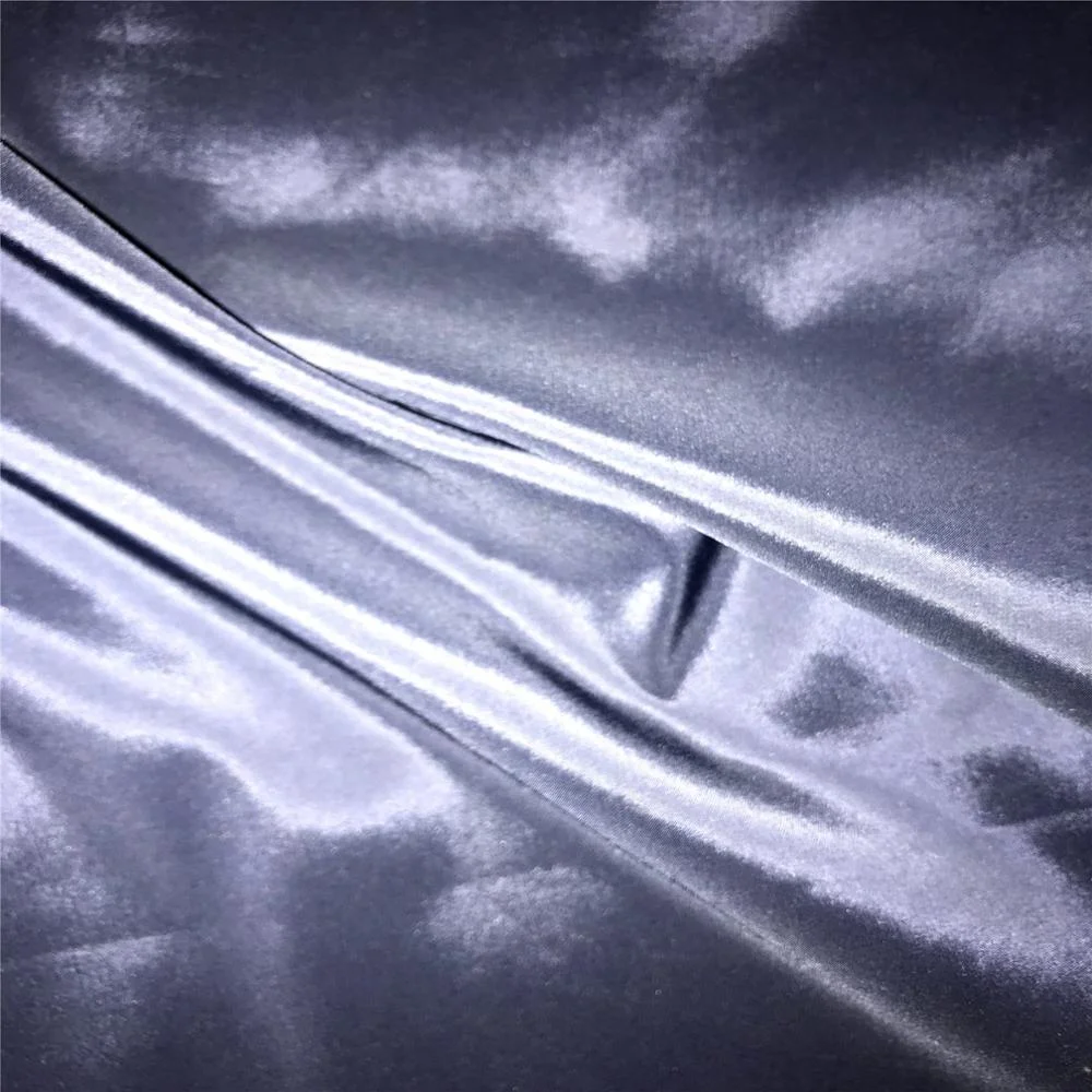 Semi Recycled fabric with certification and hanger /50D*30D+20DSP 100%Polyester soft and shiny fabric for garments