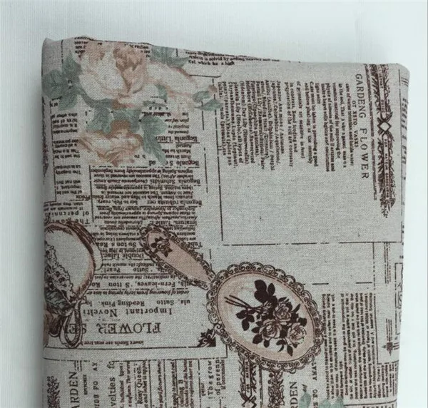 English newspaper pattern printed linen cotton fabric DIY cloth for decorative cloth/curtains/pillow