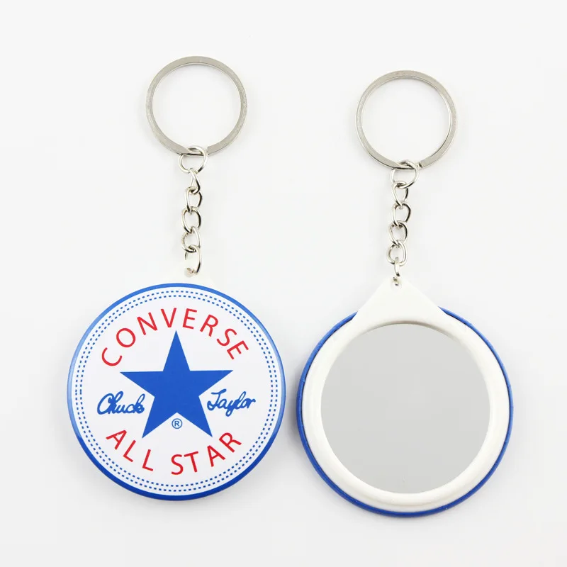 Custom Logo Pocket Small Mirror With Key Chain