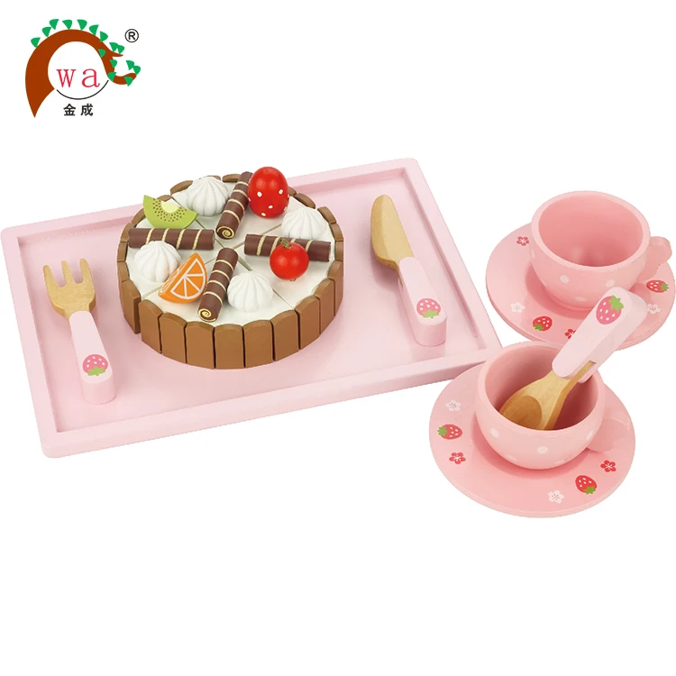 
Mini cake cutting pretend play toy wooden kitchen toy 