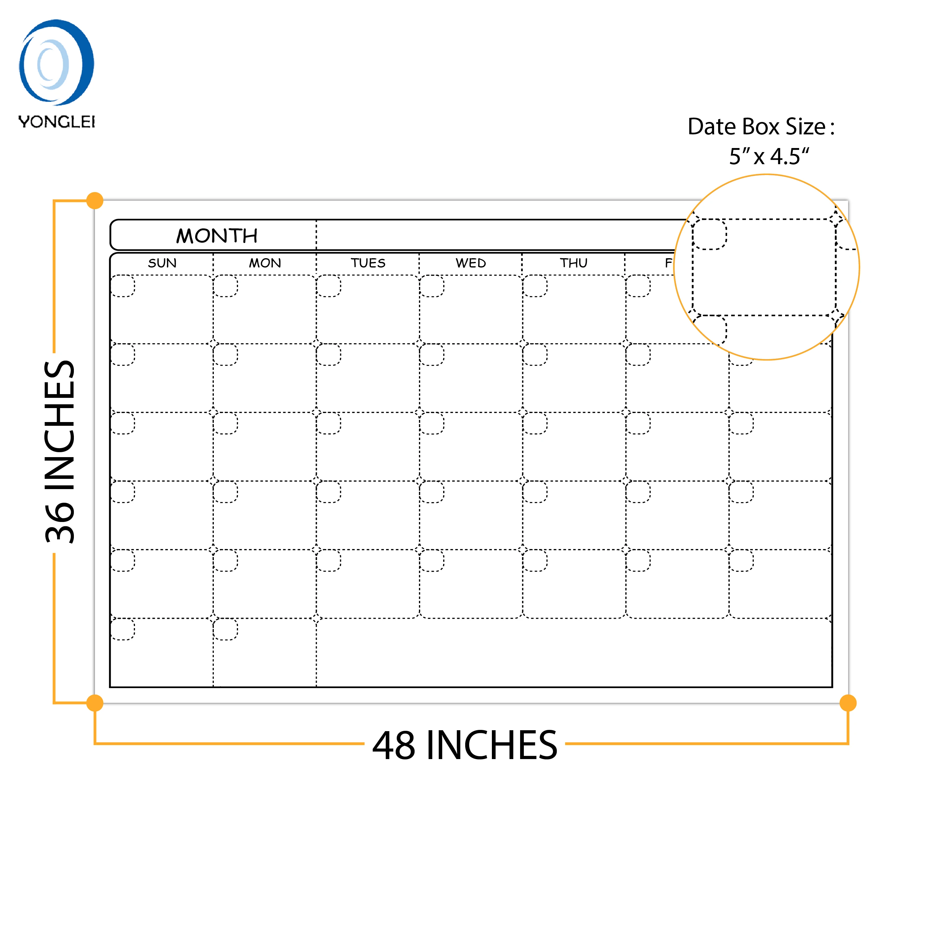 Premium Dry Erase White Board Calendar Whiteboard Planner Monthly Planner Board 36X48 Inch 010-01B1