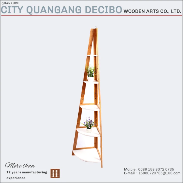 Unique wooden rack triangle corner wall shelf