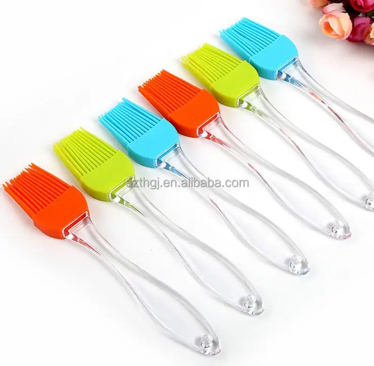 
New kitchen utensils transparent plastic handle silicone brush oil brush with high quality 