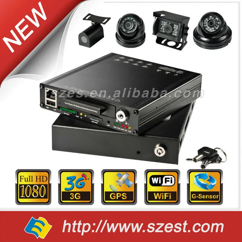 1080P Многоканальные авторегистраторы для транспорта( 4CH + 3G/4G + Wifi + GPS/GLONASS + G-Sensor + SD-card + HDD) Mobile DVRs