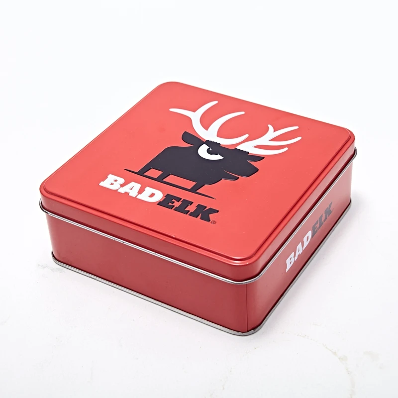 Embossing Bird Tin Cookie Cans Packaging Square Chocolate Biscuit Christmas Tin Box