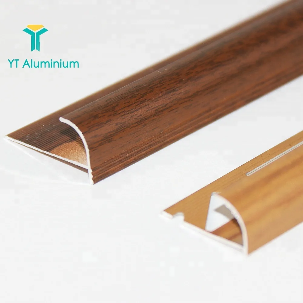 Faux Wood Powder Coating Bullnose Edge Trim Aluminum Quadrant Tile Trim