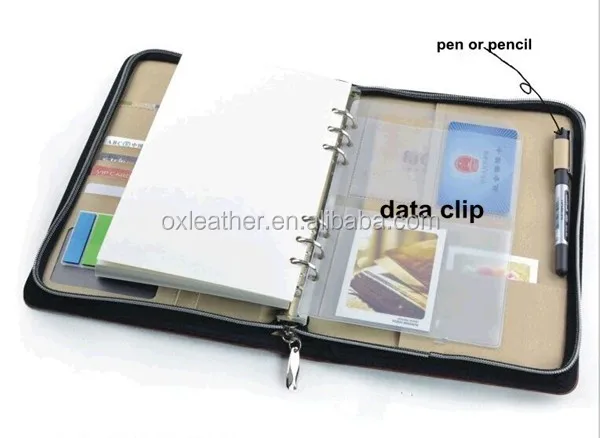 A5/A6 journal notebook with zipper & calculator pen holder card holder memo holder