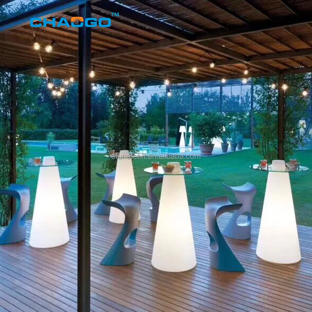 white plastic illuminated glass tabletop led outdoor furniture bar chair table for party event wedding