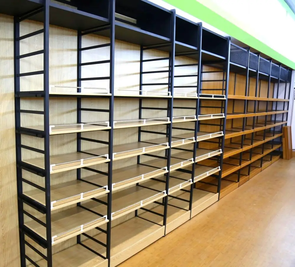 Elegant Design Boutique Shop Display Wooden Gondola Shelving