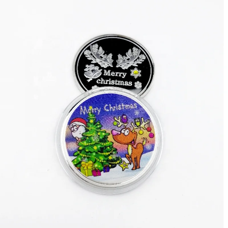 Souvenir Rudolph the Red-Nosed Reindeer Christmas Santa silver plated coin