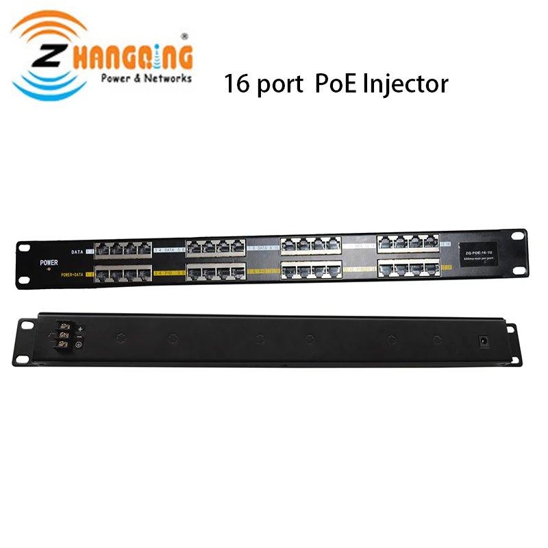 Rack mount Passive poe injector 24v 120w poe panel 16 port for Passive POE WiFi AP